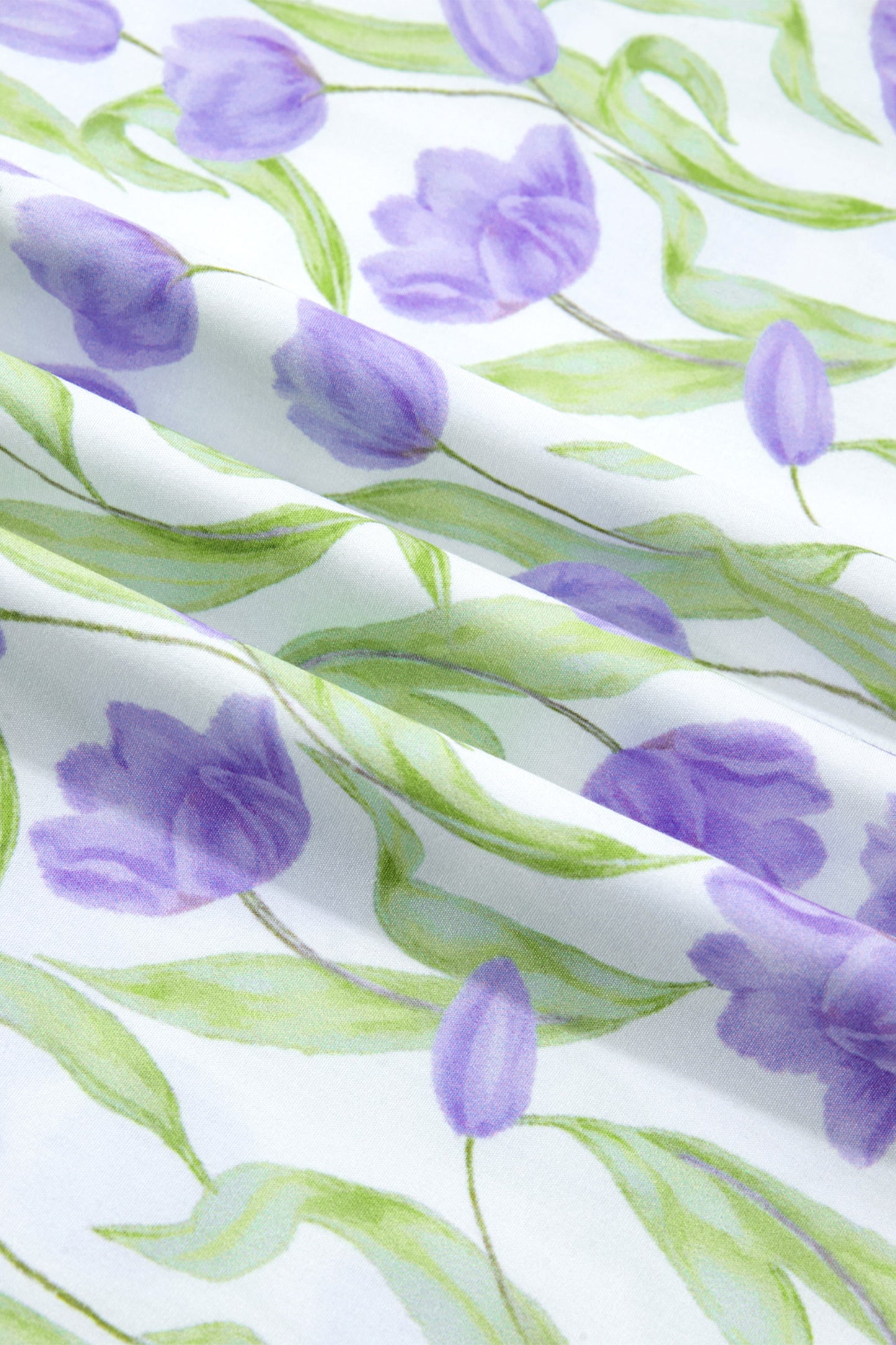 Purple Tulip Floral Print Contrast Trim Midi Dress