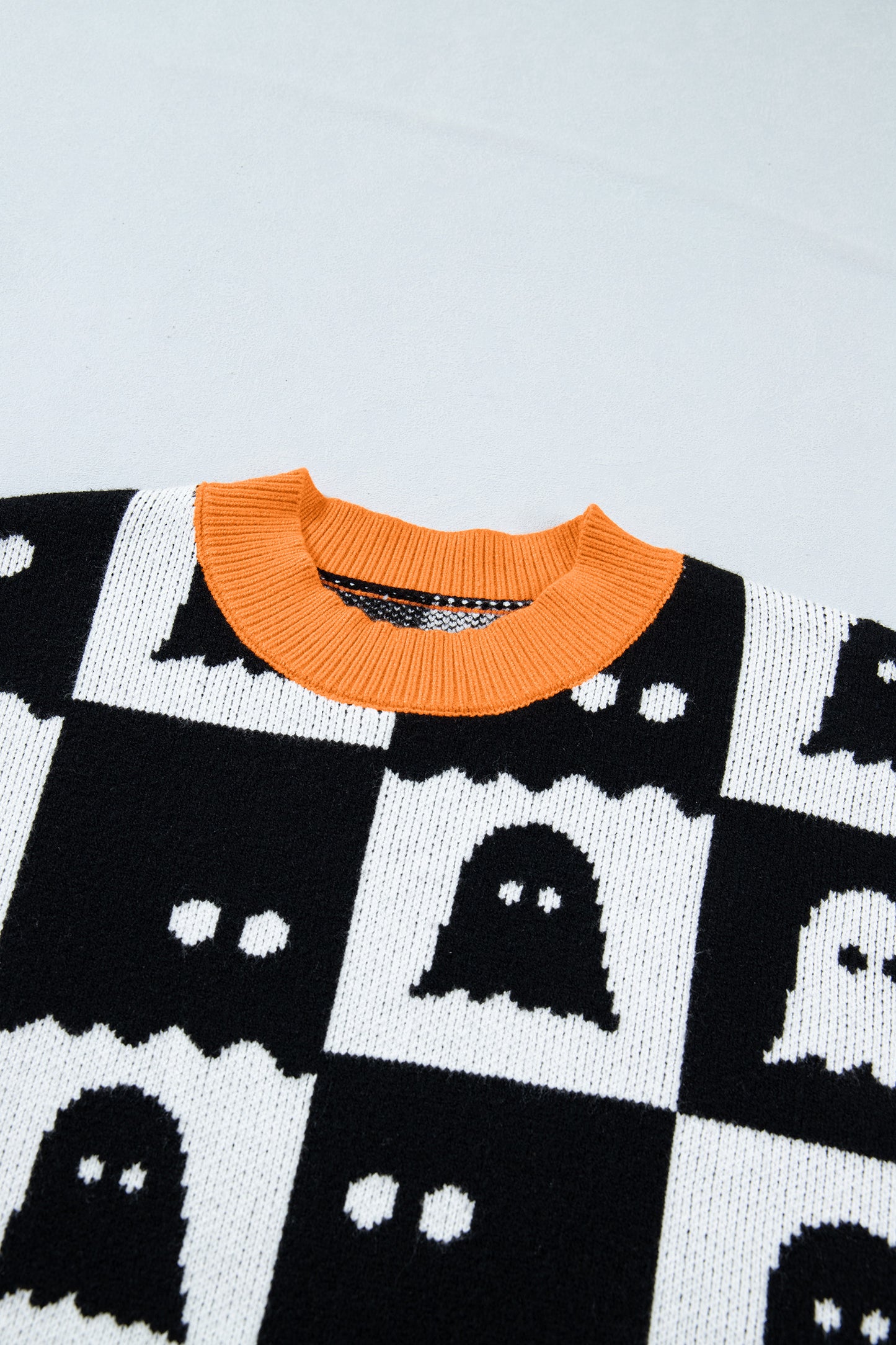 Black High Neck Drop Shoulder Geometric Print Sweater