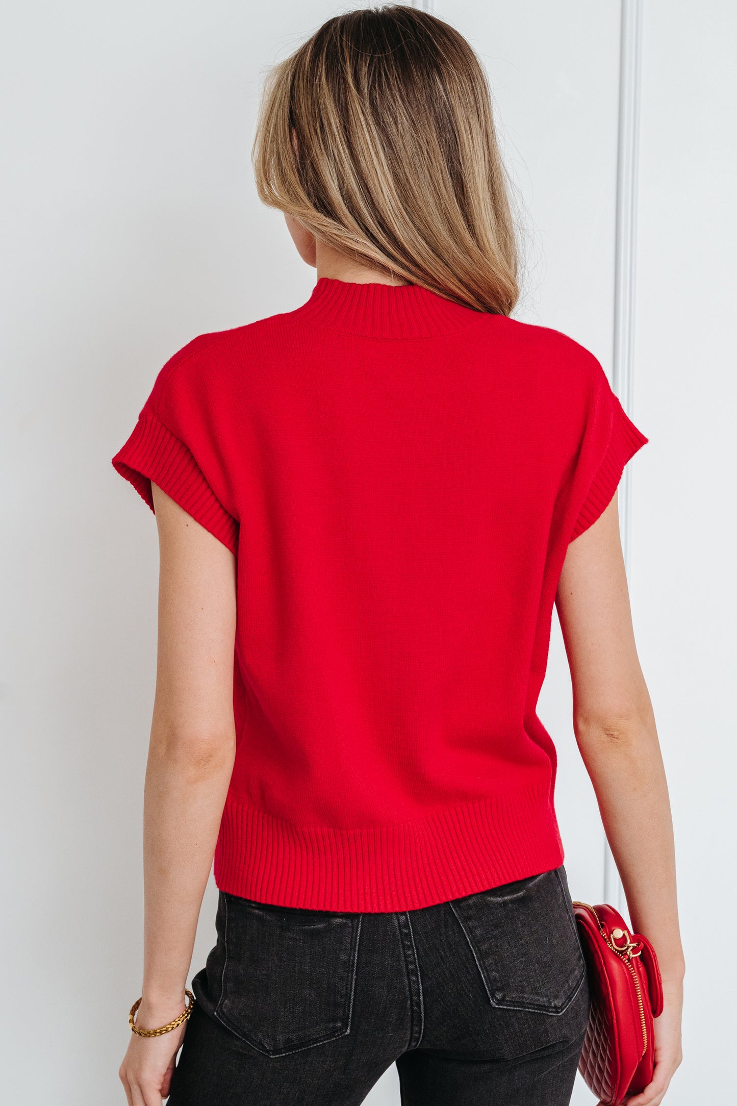 White Valentine Heart Graphic Cropped Short Sleeve Sweater
