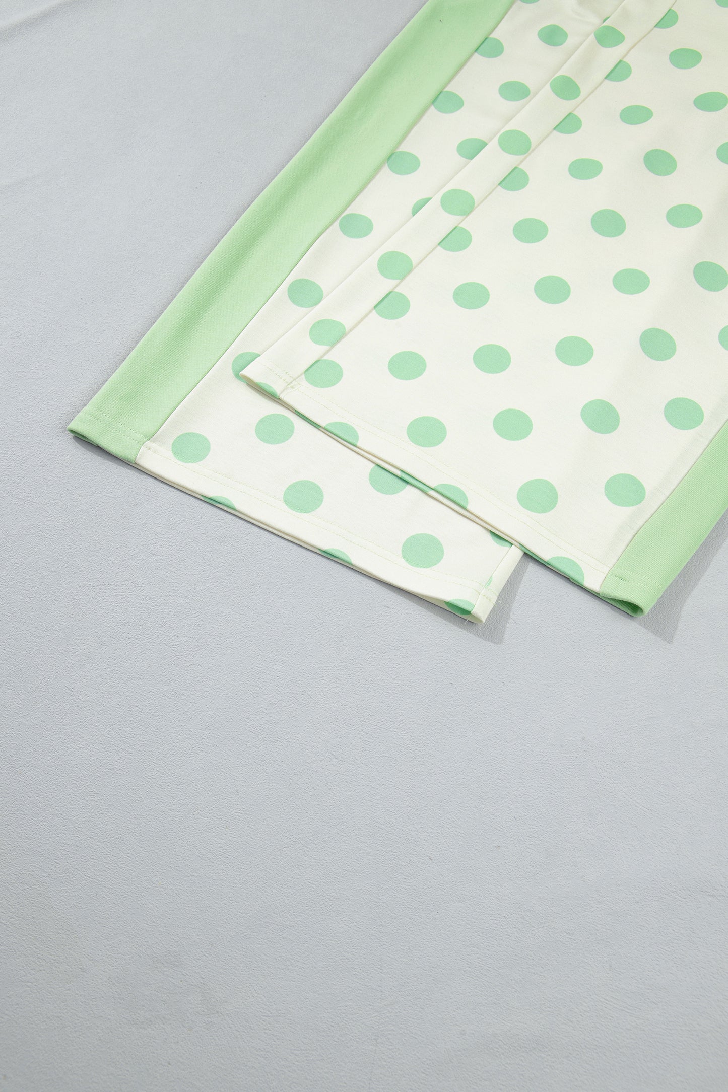 Green Color Block Patchwork Polka Dot Wide Leg Pant Set