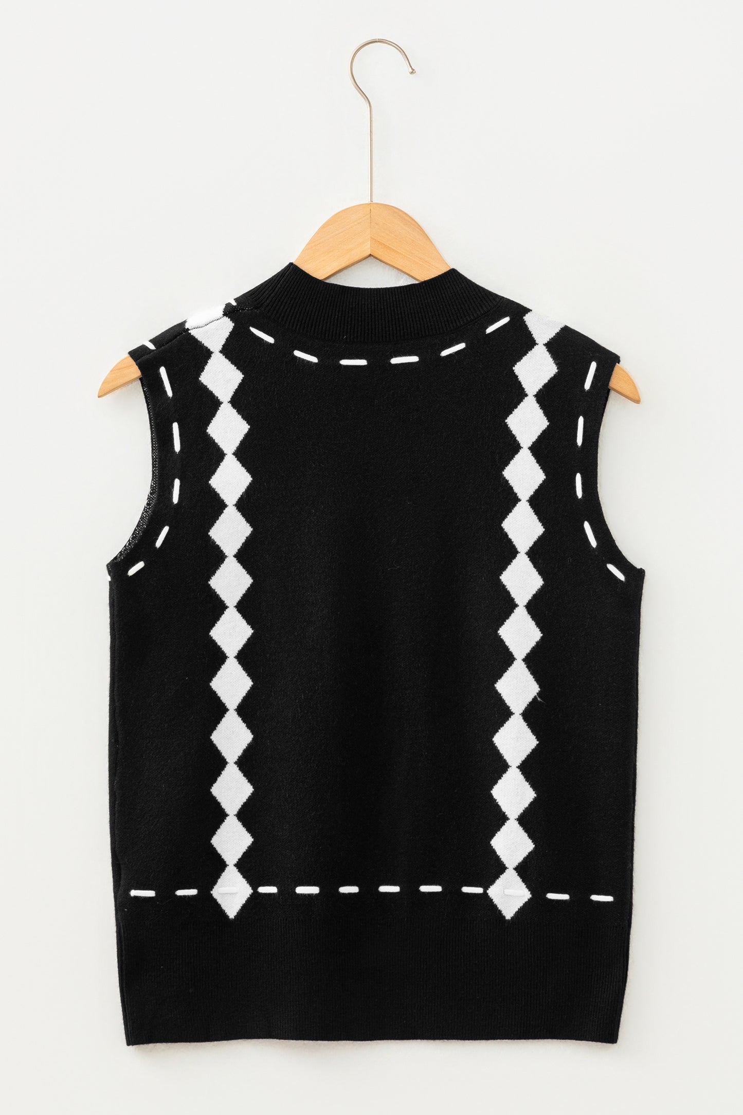 Black Western Horse Geometric Print Mock Neck Sweater Vest