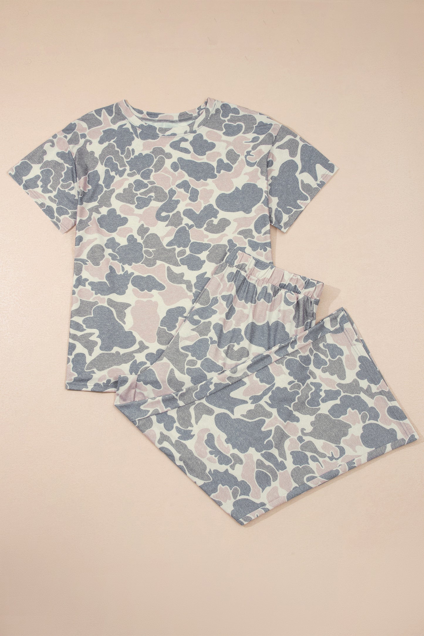 Multicolour Retro Camouflage Print Plus Size 2pcs Outfit