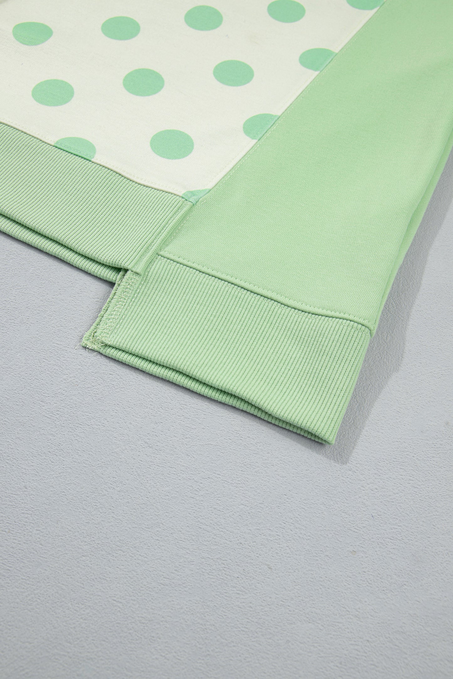 Green Color Block Patchwork Polka Dot Wide Leg Pant Set