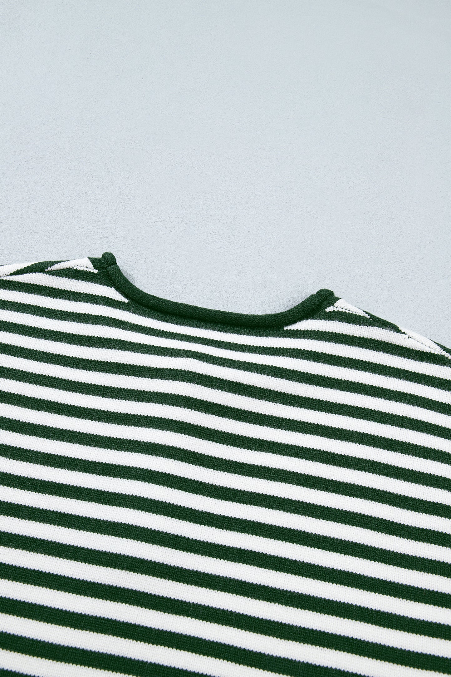 Pink Stripe Striped Button Placket Drop Shoulder Long Sleeve Sweater