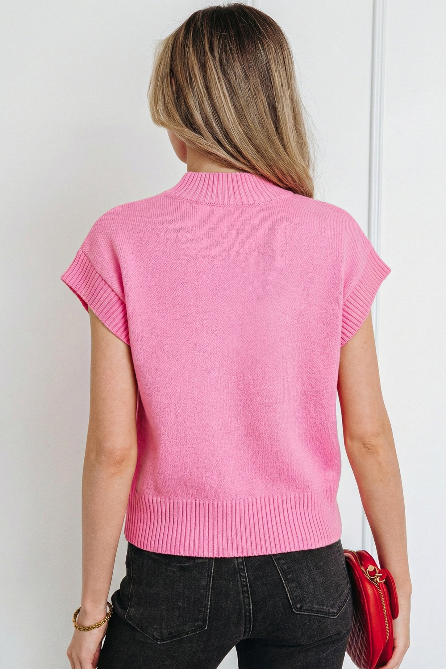 White Valentine Heart Graphic Cropped Short Sleeve Sweater